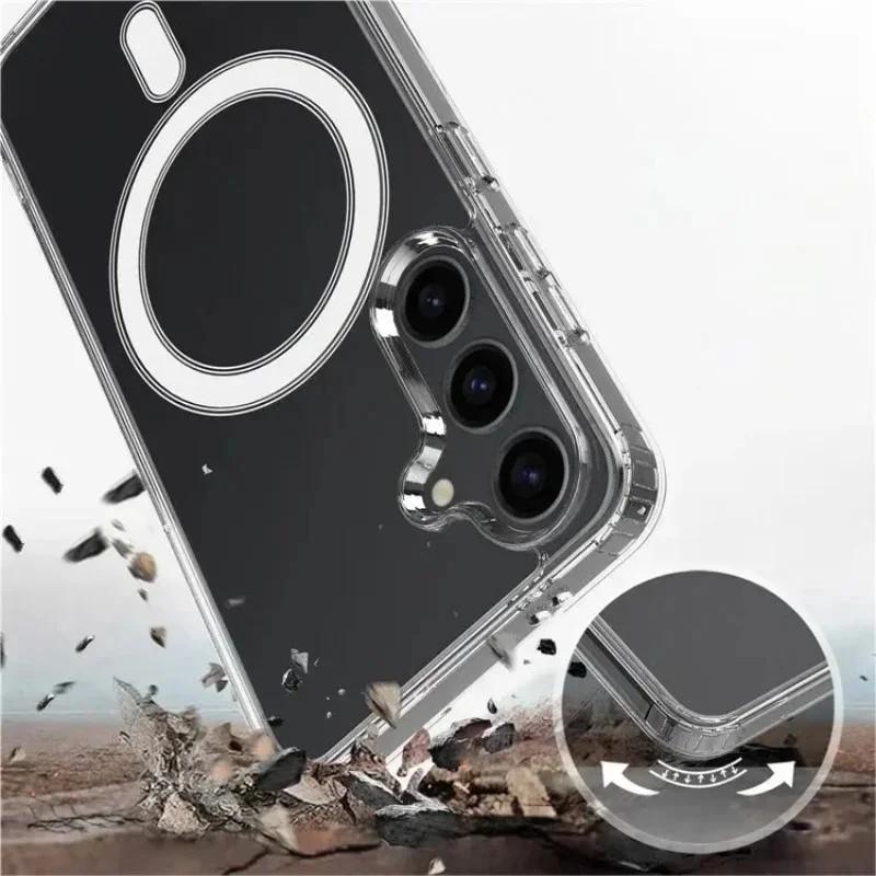 For Samsung Galaxy S25 FE Clear Magnetic Case WANLONFENG LM2 Series Phone Cover (Big Lens Hole)