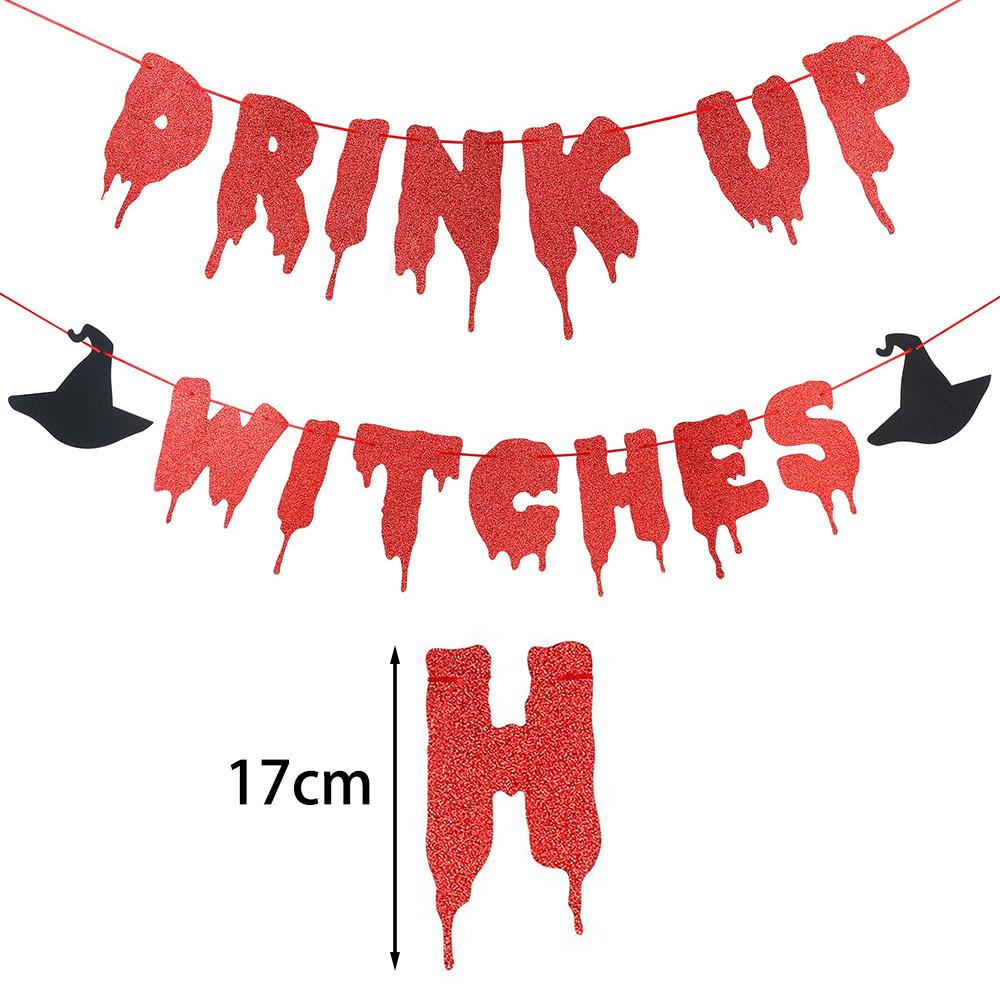 Red Glitter Bat Banner for Halloween Party Decor