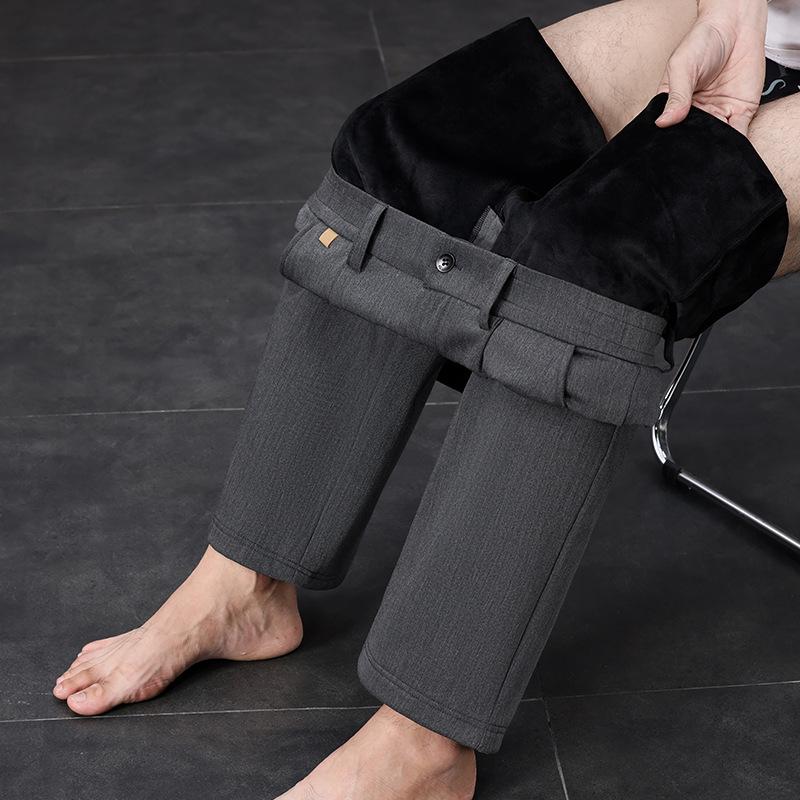 

Мужские широкие теплые брюки из смесового тенселя на флисовой подкладке для пап среднего возраста XXXL