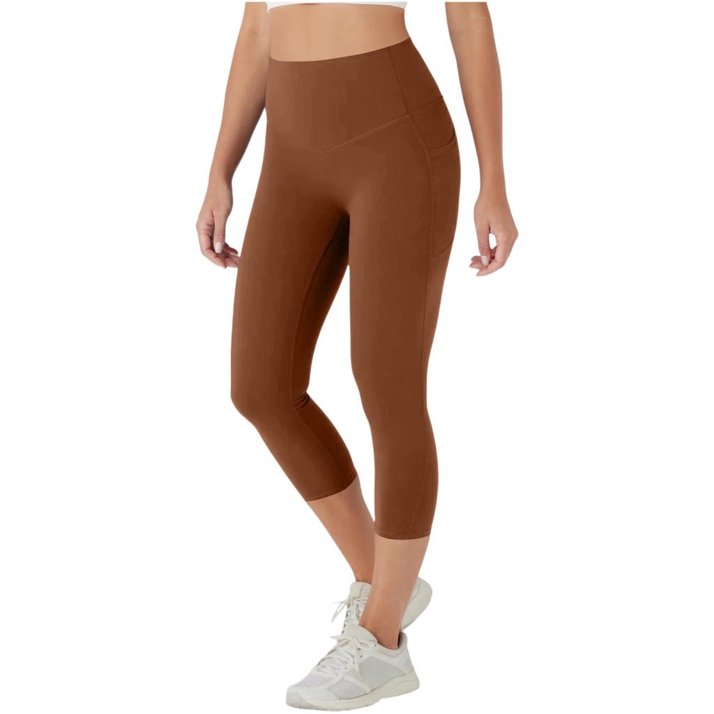 Women's High-waisted Color Yoga Pants With Side Pockets