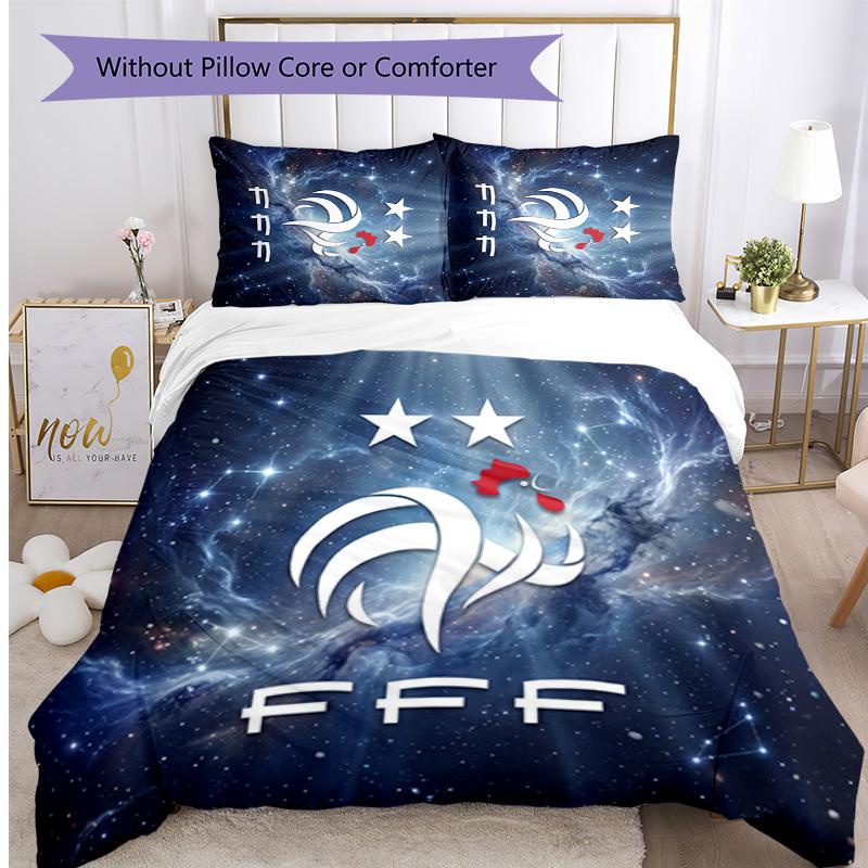 France Football Printed Bedding 3 Piece Set Cozy Breathable Bed Cover Set As Housewarming Holiday Gift