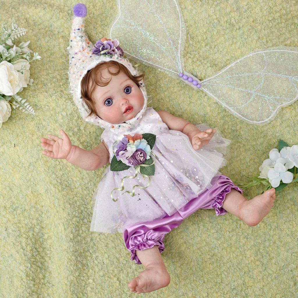 Realistic Full Silicone Vinyl Baby Dolls Reborn 18 Inch Cosplay Fairy Angel Cute Babies Doll with Wing Fashion Christmas Gifts Toy Decoration