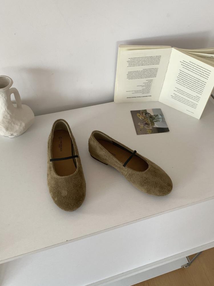 French retro word with round head Mary Jane shoes are versatile and not tired feet, evening wind ballet single shoes women