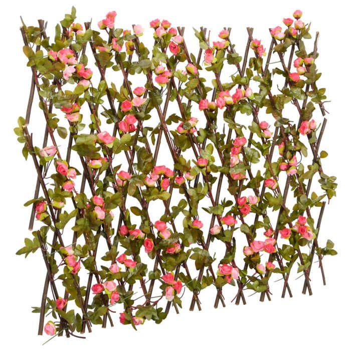 Treillis de lierre artificiel - vidaXL - Rose foncé - 180x60 cm - Extensible - PVC et Bois