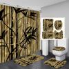 4ks Zen Green Bamboo Buddha Series Súpravy sprchových závesov do kúpeľne Protišmykové kúpeľňové koberčeky Veko WC kryt Podložka pod vaňu