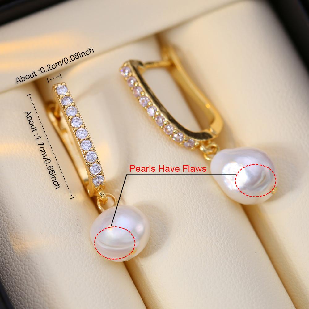 Lewe Modne Barokowe Kolczyki Damskie z Perłą Słodkowodną Dwa Sposoby Noszenia Perła Pozłacane 18K Cyrkoniowe Kolczyki Prezenty na Walentynki Dzień Matki