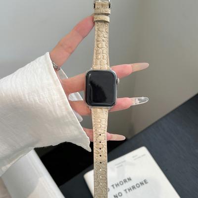 For Apple Watch 10 46mm/Ultra 2/Ultra 49mm/9 8 7 45mm/SE (2023) SE (2022) SE 6 5 4 44mm/3 2 1 42mm Crocodile Texture Leather Strap