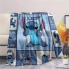 Lilo Sitting On Stitch Head Flower Crown Sunset Beach Print Flannel Blanket Soft Warm Throw Blanket For Home Sofa Bedroom Gift