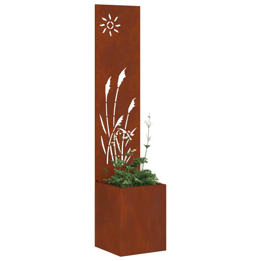 Garden Privacy Screen Canvas Rusty 32 X 140 Cm Weatherproof Steel