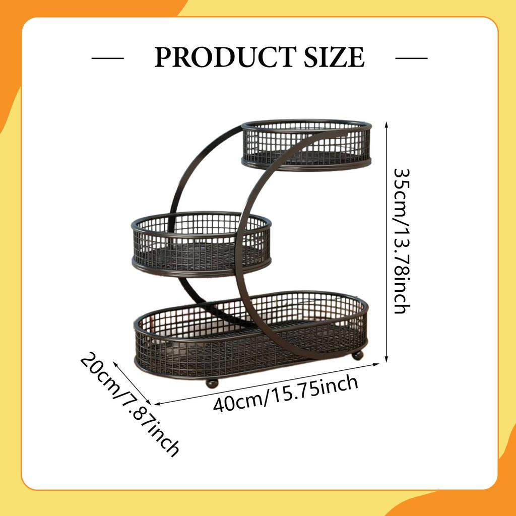 Fruit Basket Holder, Sturdy Iron Storage Tray, Fruit Bowl Stand Organizer for Snack Dining Table Counter Storing Fruits Veggies