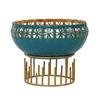 Two Moustaches 8 Inches Decorative Metal Urli with Stand, Urli for Home Decor, Flowers Decoration Bowl
