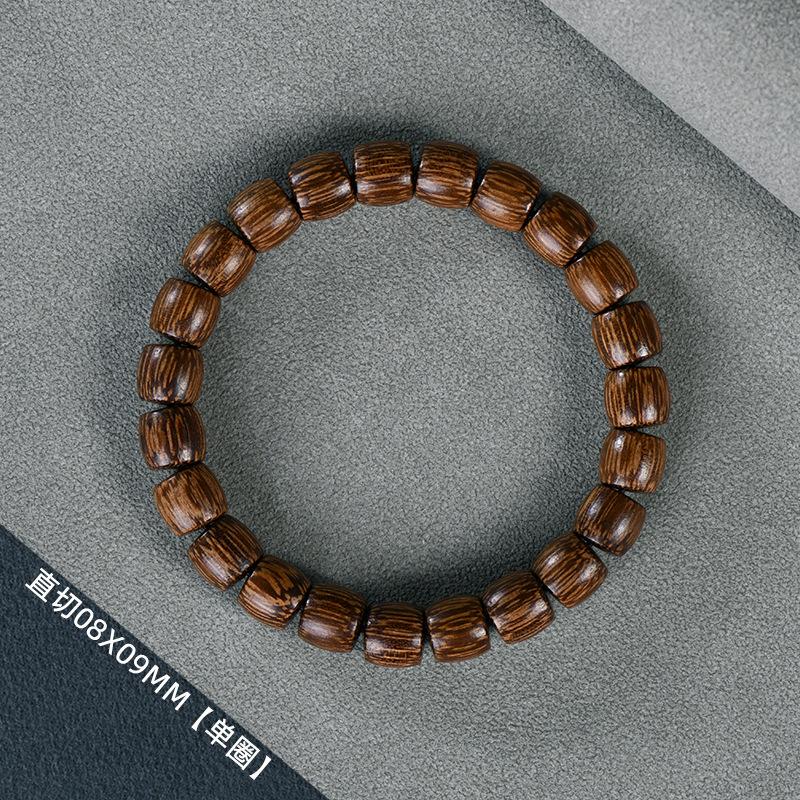 Ethnic Style Green Sandalwood Straight-cut Barrel Beads Bracelet Handmade Boutique Sandalwood Small Bracelet Men's and Women's Wenwan Single Circle