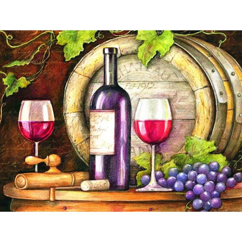 New 5D DIY Diamond Painting Wine Diamond Embroidery Fruit Cross Stitch Full Round Drill Crafts Home Decor Manual Art Gift