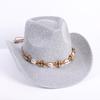 Popular European and American Classic Western Denim Straw Hat, Men's and Women's Fashion Outdoor Sunscreen Sequined Straw Hat
