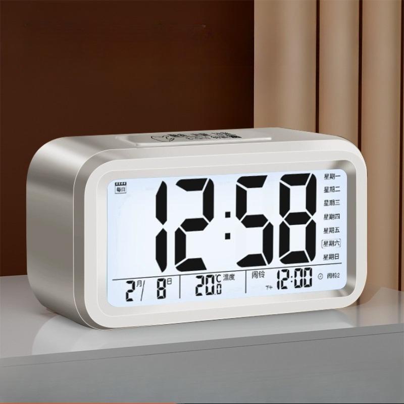 Creative Big Ringtone Electronic Alarm Clock Student Wake-up Alarm Watch Multifunctional Temperature and Date Bedside Clock