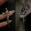 Retro Dark Gothic Punk Rose Cross Thorn Earring Unisex Piercing Ear Needle Earstuds Fashion Jewelry Accessorie
