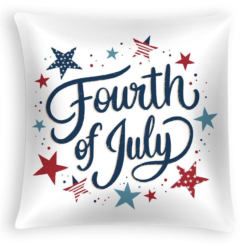 New American Independence Day Pillowcase, American Peach Skin Velvet Printed Cushion Cover, Sofa Pillow Cover