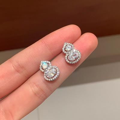 Zircon Gourd Earrings New Chinese-style Exquisite Small Stud Earrings Versatile Fashion Light Luxury High-end Earrings