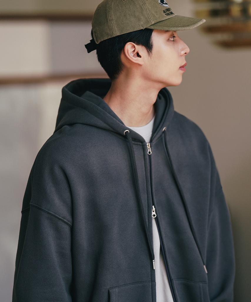 Jemut Pile Oversized Two-Way Zip-Up Hoodie (6 Types) Deep Gray Kjhd2407