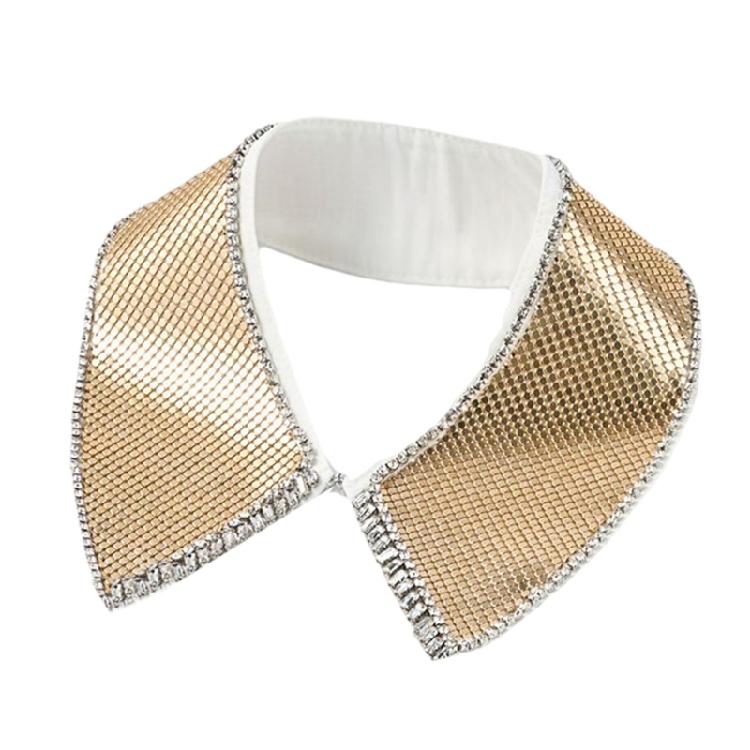 

Fashion Jeweled Detachable Collar Shawl Rocker Lapel Colorful Rhinestones Collar Shawl for Dress Shirt золотой