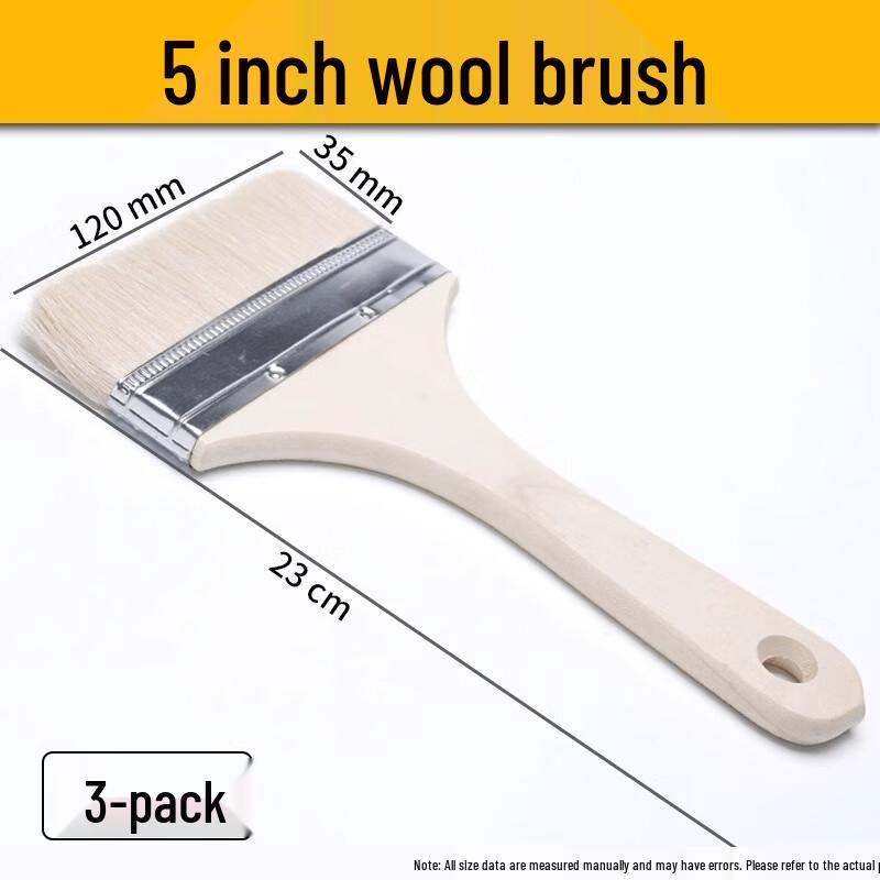 Zhaoran Food-Grade 5-inch Wool BBQ & Pastry Brush Set (3 Pcs)