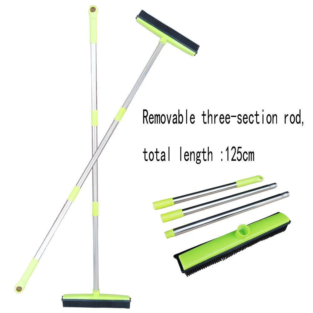 Pet Hair Rubber Broom Floor Brush for Carpet Dog Hair Remover with Built In Squeegee Silicone Broom Hair Remover Cleaning