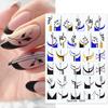 Nail Sticker Vivid Bright Ultra Thin Black White Leaves Flower Nail Tropical Geometry
