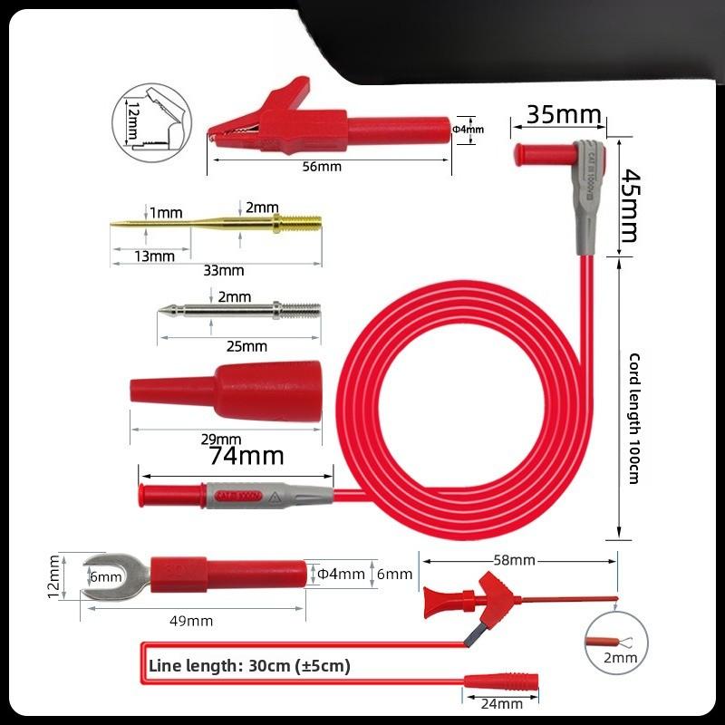 P1300 Series Multimeter Test Lead Kit 4mm Banana Plug Cable Test Hook Clip Probe Alligator Clip Automotive Tool Kit
