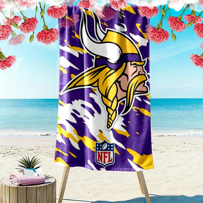 Minnesota Vikings Print Beach Towel, Large Soft Quick Dry Towel for Beach Camping Swimming