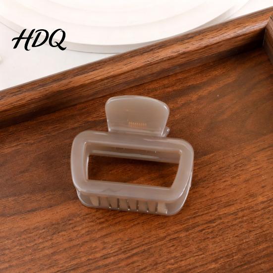 Square Hair Clip Hollow Design Claw Semi-Transparent Back Head Shark Elastic Spring Claw with Anti-Slip Teeth And Thick for Medium-Long