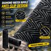 Bicycle Handlebar Grips, Water Ripple Dual-Open Rubber, Fits 2.22-2.54cm Bars, 1 Pair with Dust Plugs