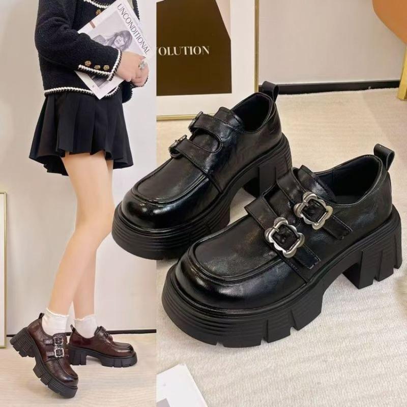 Platform Autumn New Versatile Retro Casual Leather Shoes British Women's Heightening Single Shoes Versatile
