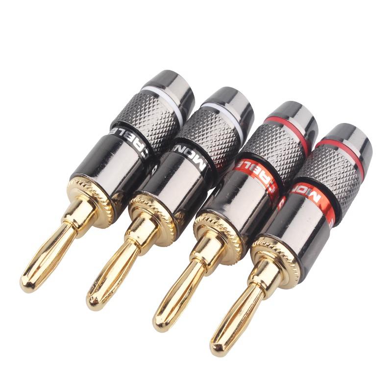 10PCS 24K Gold-plated New HIFI BANANA PLUGS 4MM Banana Connector with Screw Lock For Audio Jack Speaker Plugs Gun Metal