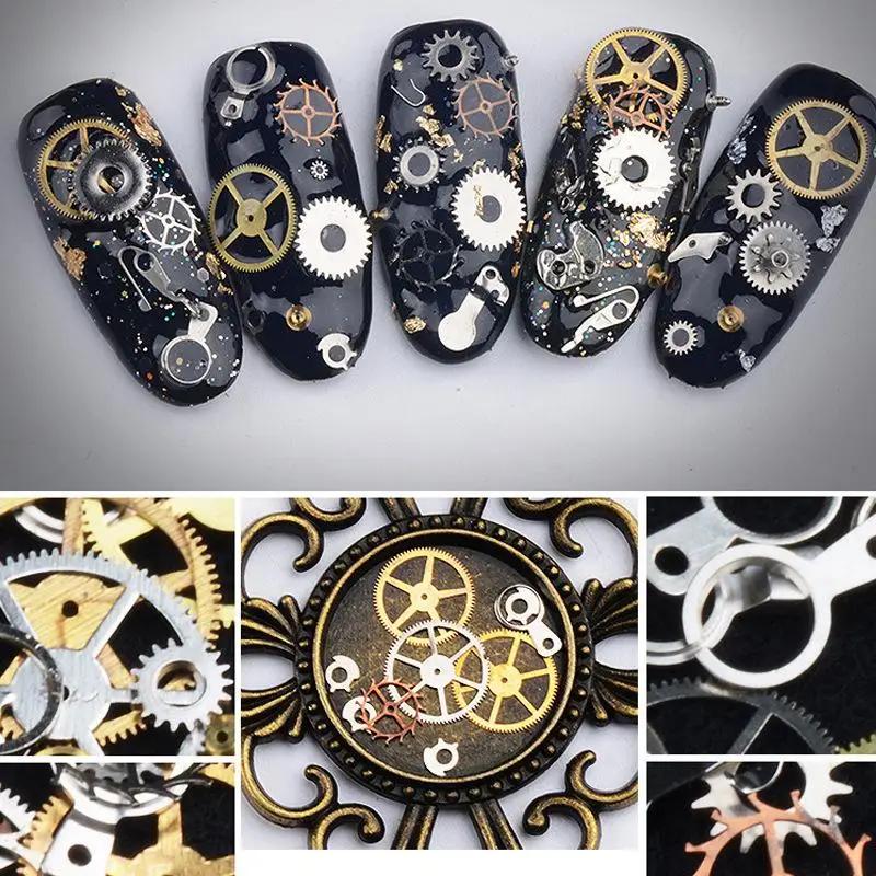 1Box 3D DIY Steampunk Mechanical Component Gear Wheel Nail Art Decoration Tips