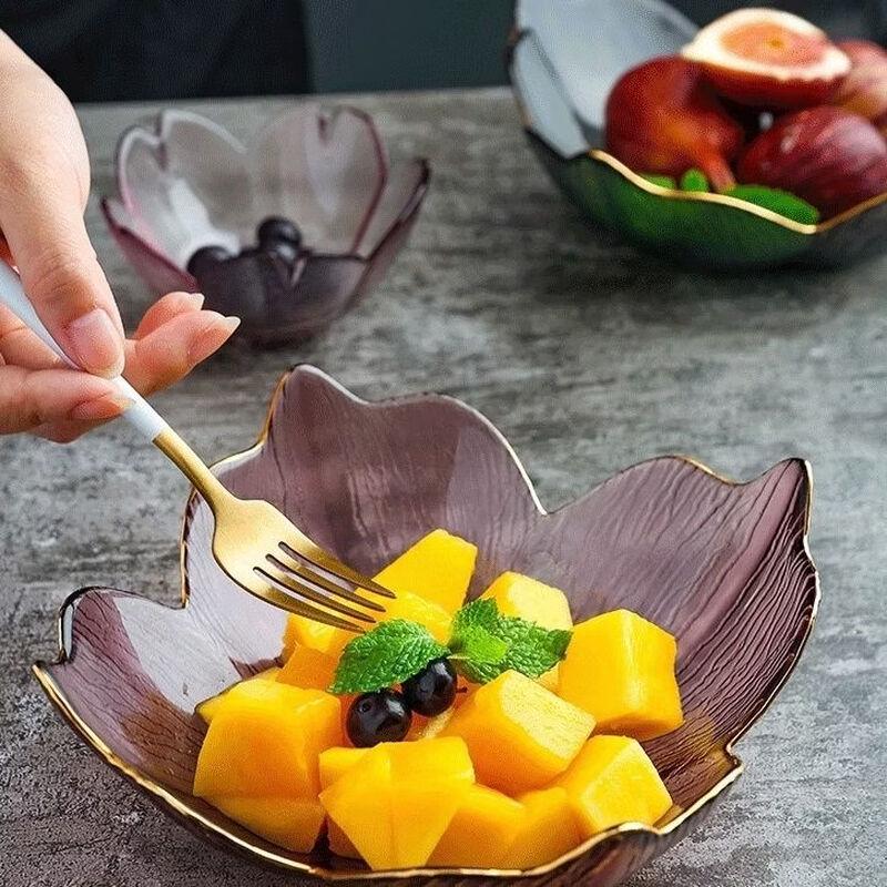 Nordic Golden Rim Petal Glass Salad & Fruit Bowl