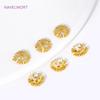 18K Gold Plated Snowflake Bead Caps For Bracelet Making Accessories,Brass Inlaid Zircon Hollow Bead Caps Supplies For Jewelry