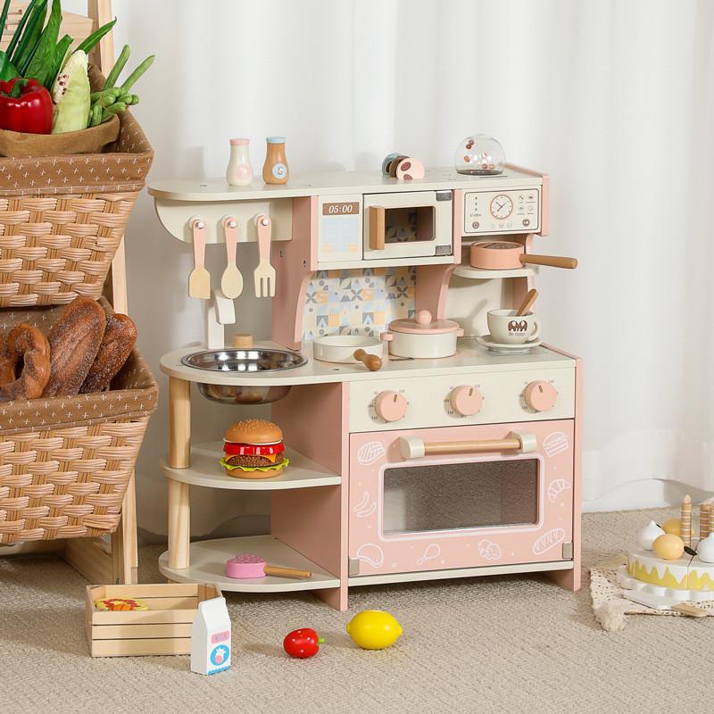 Wooden Pretend Kitchen Toys Coffee Machine And Stove For Early Childhood Development And Parentchild Interaction