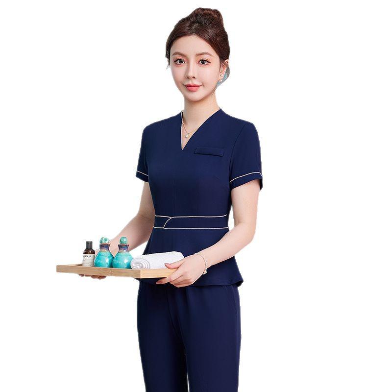 Damen High-End Spa & Postpartale Erholung Arbeitskleidungsset: Elegante Kosmetikerin- & Massageuniform