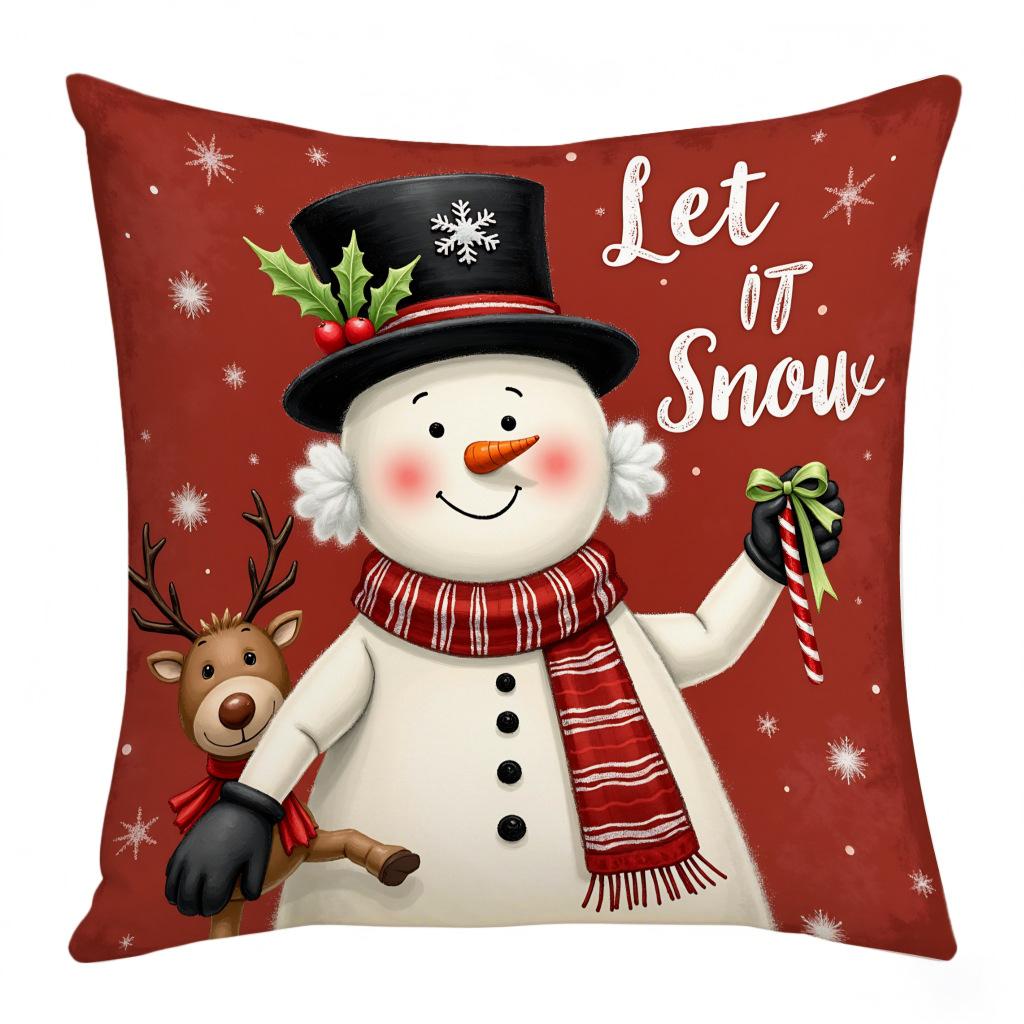 

Christmas Pillow Cover Home Decor Santa Claus Snowman Print Pillow Cartoon Cute Sofa Pillow Cover Premium Durable (as the picture-72838-)-45 * 45cm (without core)