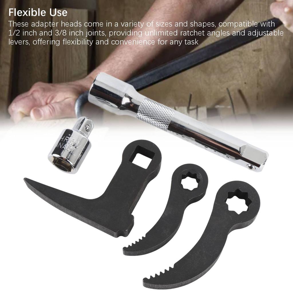 Crowbar Adapter Heads 1 2 and 3 8 Star with Sawtooth 1 2 Square L Type Pry Bar Adaptor Head Half Shaft Removal Tools