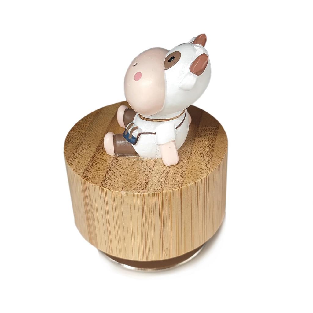 falado Mini Wooden Animal Rotary Music Box with Cute Cow Ornament You are My RC001 (Tune Sunshine),