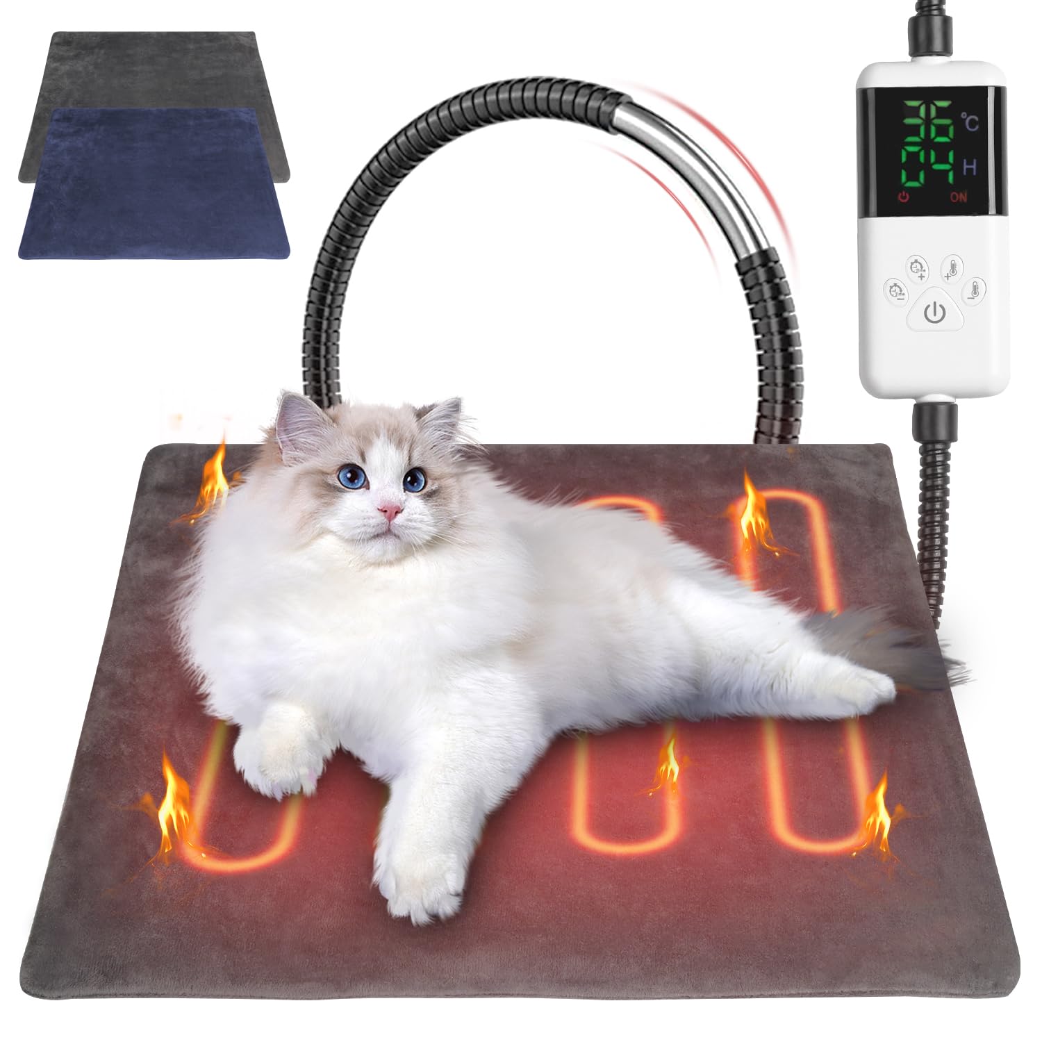 

Intime Pet Heater - Pet Heating Mat for Cats and Dogs (Supervised by Pet Experts) - 30-60°C Temperature Adjustment, 24-Hour Timer (0-12/24H), Constant