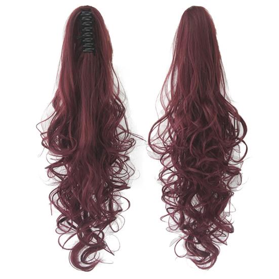 Lange lockige Pferdeschwanz-Klauen-synthetische natürliche falsche Haarspange in Haarverlängerungen für Frauen hitzebeständige Haarteile