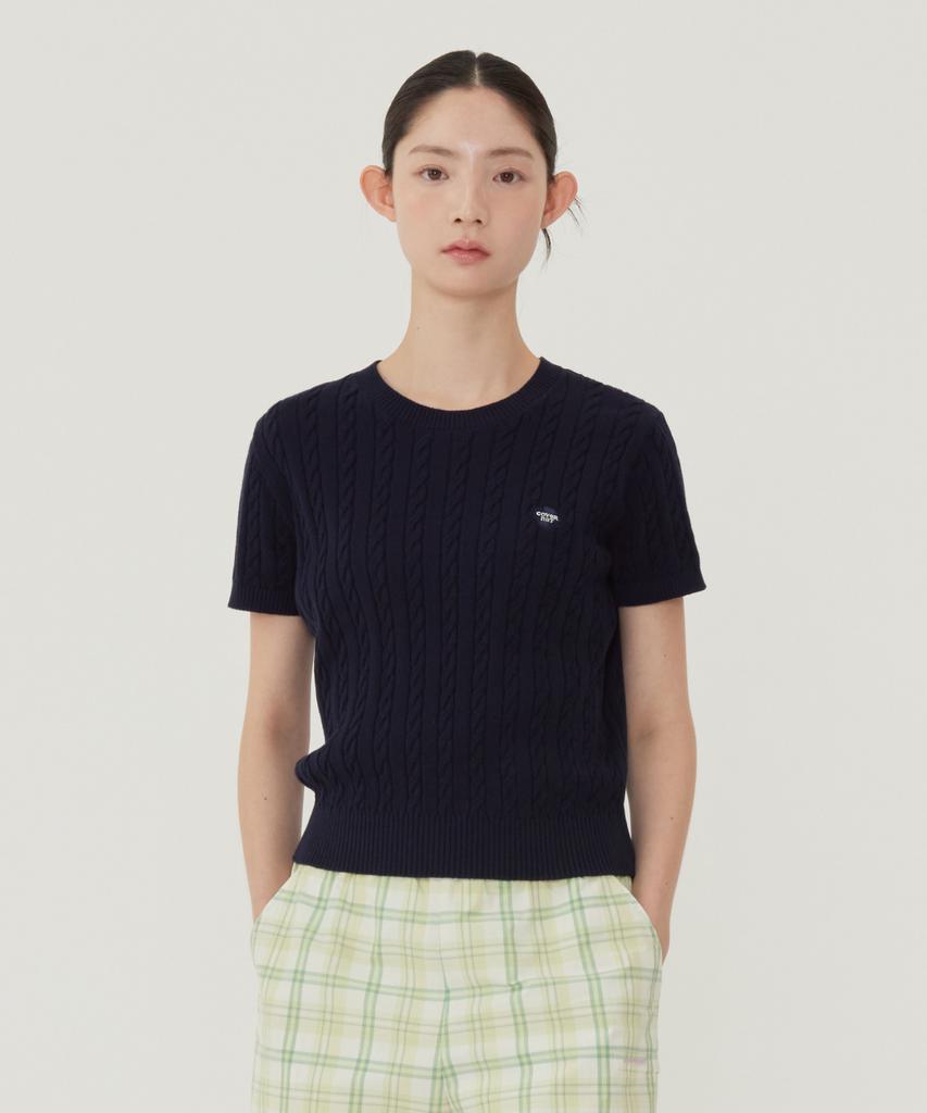 COVERNAT WOMAN Cloverheart Cable Half Knit Navy