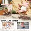 Garden Bistro Set 3 Pieces Table and 2 Folding Slatted Chairs Double Rust Protection Pink