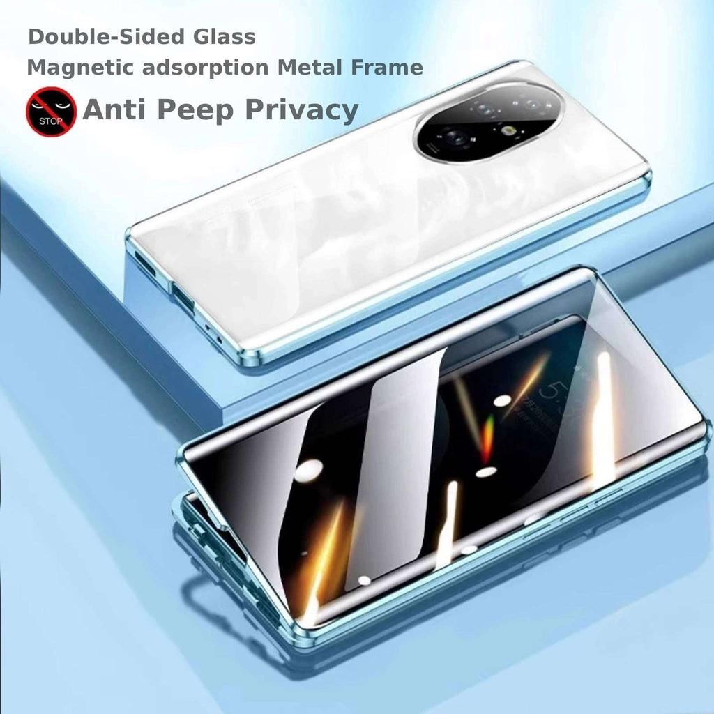 Anti Peeping Case for Huawei Honor 200 Pro, Double Sided Tempered Glass,Metal Frame with Lens Protector Phone Bumpers