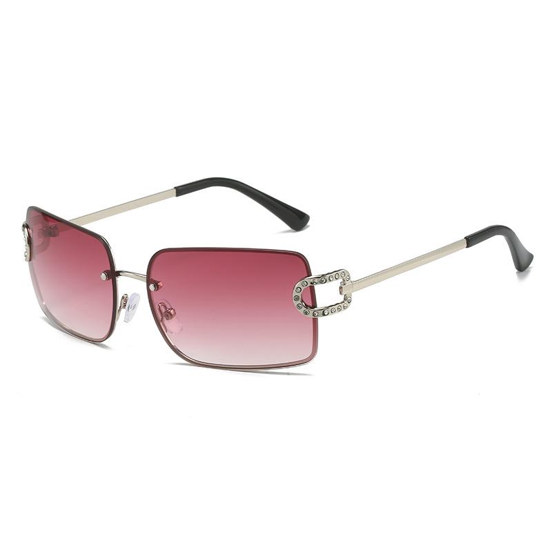 

Солнцезащитные очки без оправы, квадратные очки с бриллиантовой инкрустацией, персонализированные солнцезащитные очки Y2K regular