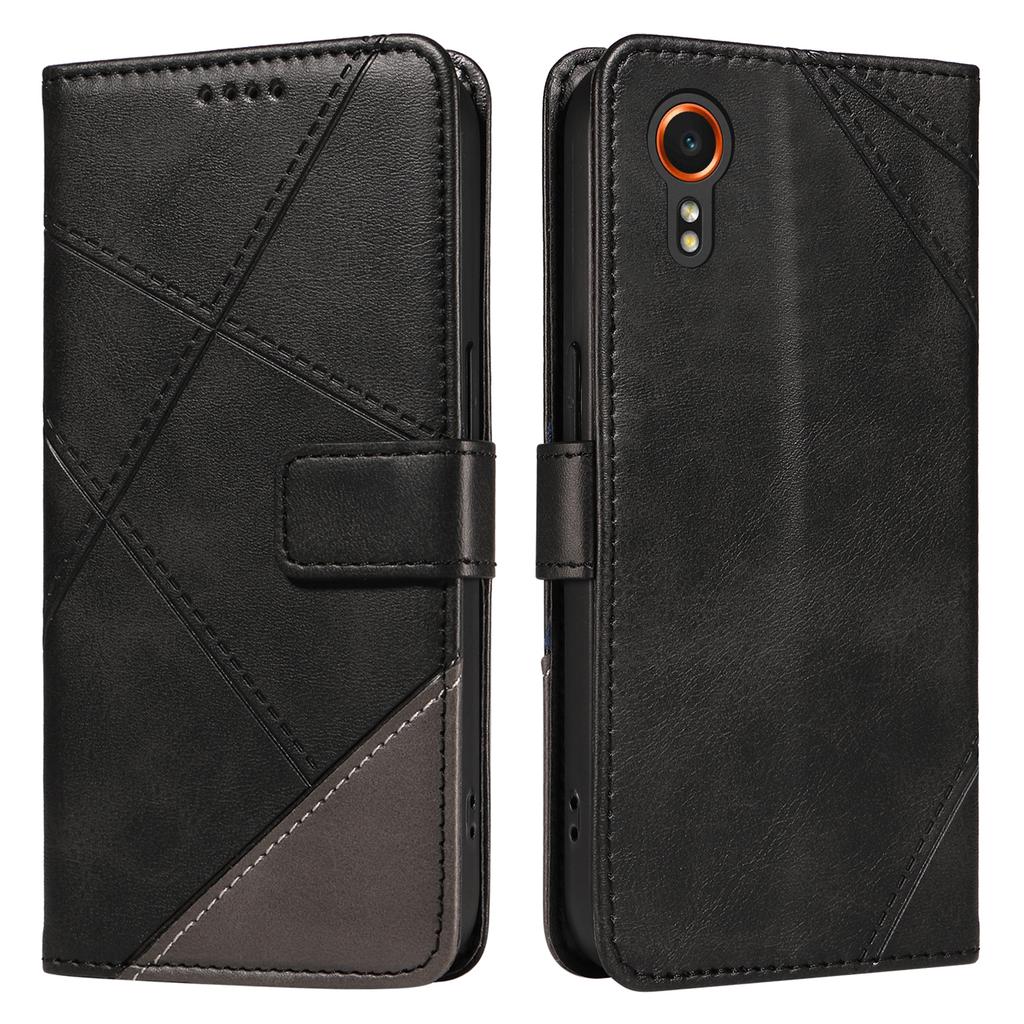 For Samsung Galaxy Xcover7 Case Shockproof Geometric Line Leather Phone Cover Card Holder