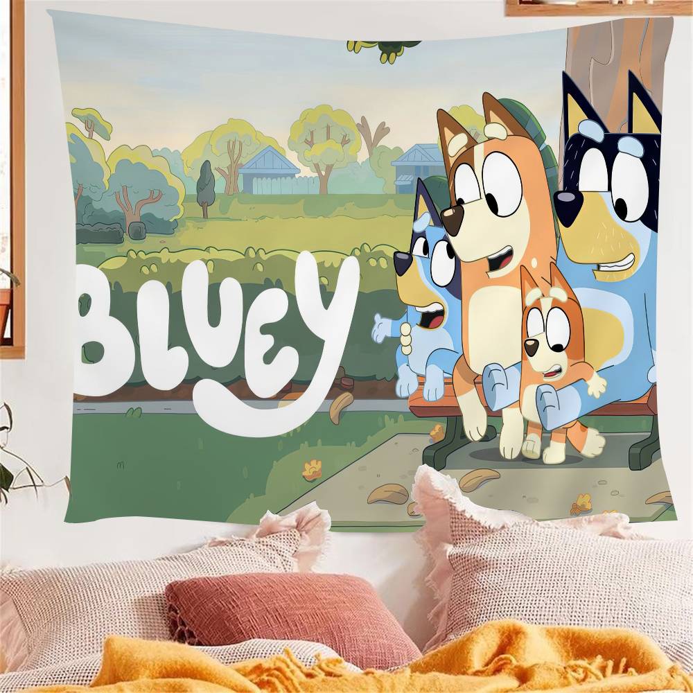 Anime BBlueyS Tapisserie Mignonne de Dessin Animé Décoration Murale Ménage Décoration de Maison