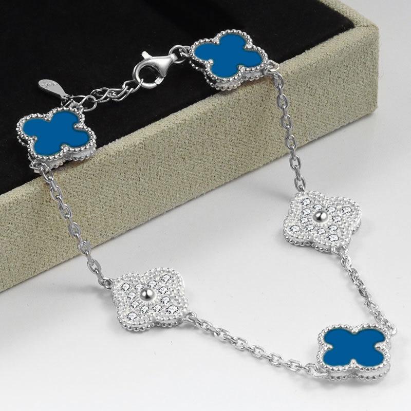 Glückliches Fünfblüten-Vierblattklee-Armband für Männer und Frauen 18K Achat Perlmutt Seiko High-End-Armband